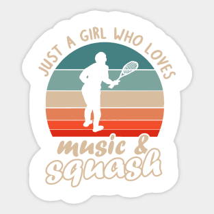 Music and Squash Racket Court Hobby Sports Sticker